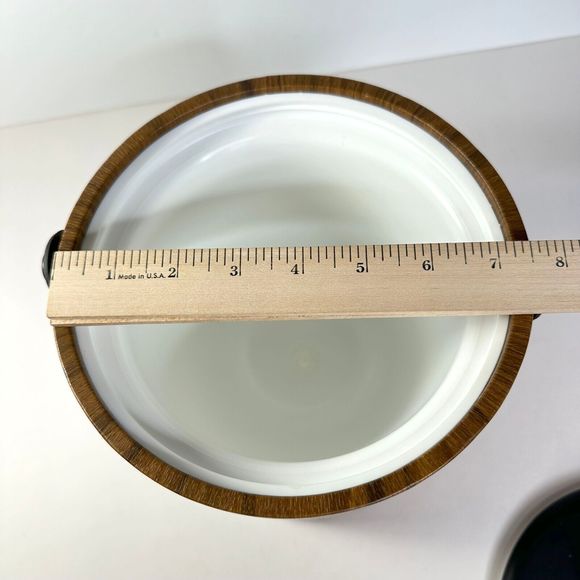 Vintage 1960s Ice Bucket Brown Vinyl Wood Tones Kraftware - Picture 7 of 8